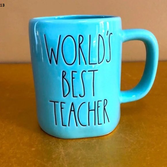 NEW. RAE DUNN "WORLD BEST TEACHER" Coffee, Tea CUP - Picture 1 of 7